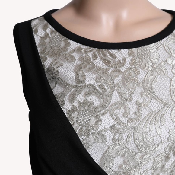 DIANE VON FURSTENBERG Black with Lace Accented Sleeveless Midi Dress - Picture 5 of 6